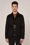 Antioch Wintermantel Lapel Collar Belt Detailed Coat Schwarz/Beige