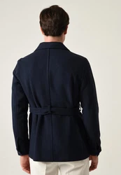 Antioch Wintermantel Lapel Collar Belt Detailed Coat Dunkelblau/Hellblau