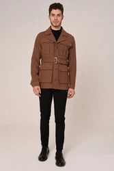 Antioch Wintermantel Lapel Collar Belt Detailed Coat Braun/Khaki/Beige