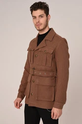 Antioch Wintermantel Lapel Collar Belt Detailed Coat Braun/Khaki/Beige