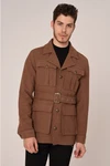 Antioch Wintermantel Lapel Collar Belt Detailed Coat Braun/Khaki/Beige