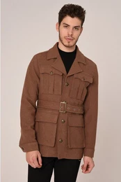Wintermantel Lapel Collar Belt Detailed Coat