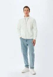 Sweatshirt Vollreiverschluss Mit Strickwarendetail
