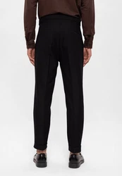 Antioch Strandhose High Waist Pleated Casual Trousers Schwarz