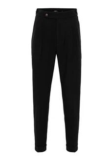 Antioch Strandhose High Waist Pleated Casual Trousers Schwarz