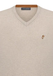 Jacey Quinn Sweatshirt V-Neck Pullover Braun/Beige/Khaki