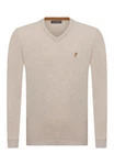 Jacey Quinn Sweatshirt V-Neck Pullover Braun/Beige/Khaki