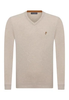 Jacey Quinn Sweatshirt V-Neck Pullover Braun/Beige/Khaki Jacey Quinn Sweatshirt V-Neck Pullover Braun/Beige/Khaki