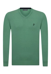 Jacey Quinn Sweatshirt V-Neck Pullover Grün/Dunkelgrün/Türkis