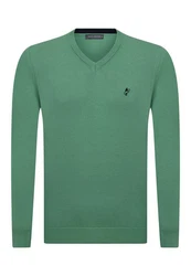 Jacey Quinn Sweatshirt V-Neck Pullover Grün/Dunkelgrün/Türkis