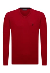 Jacey Quinn Sweatshirt V-Neck Pullover Dunkelrot/Rot