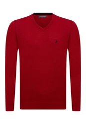 Jacey Quinn Sweatshirt V-Neck Pullover Dunkelrot/Rot