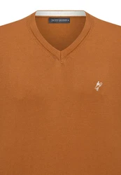 Jacey Quinn Sweatshirt V-Neck Pullover Orange/Braun