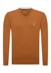 Jacey Quinn Sweatshirt V-Neck Pullover Orange/Braun