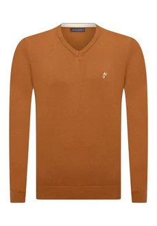 Jacey Quinn Sweatshirt V-Neck Pullover Orange/Braun Jacey Quinn Sweatshirt V-Neck Pullover Orange/Braun