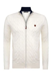 Jacey Quinn Cardigan Full Zip Cardigan Creme/Weiß/Beige