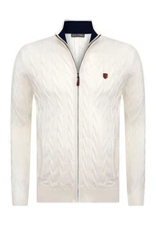 Jacey Quinn Cardigan Full Zip Cardigan Creme/Weiß/Beige