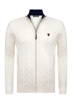 Jacey Quinn Cardigan Full Zip Cardigan Creme/Weiß/Beige