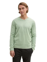 V-Ausschnitt-Pullover mit kleiner Logo-Stickerei