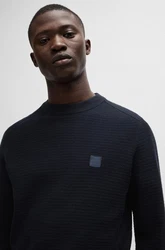 BOSS Pullover Anion Dunkelblau/Schwarz