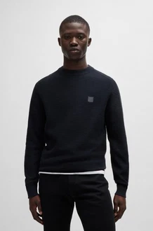 BOSS Pullover Anion Dunkelblau/Schwarz