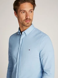 Tommy Hilfiger Businesshemd Performance Oxf Pique SF Shirt mit Logostickerei blau