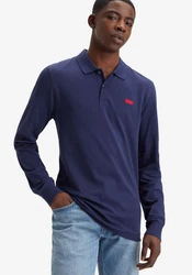 Levi's Langarm-Poloshirt mit Logo Stickerei Dunkelblau/Hellblau