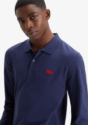 Levi's Langarm-Poloshirt mit Logo Stickerei Dunkelblau/Hellblau