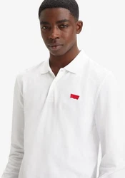 Levi's Langarm-Poloshirt mit Logo Stickerei Weiß/Grün/Braun