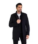 Denim Distriqt Wintermantel Herren Slim Fit mit Doppelkragen Schwarz