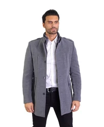 Denim Distriqt Wintermantel Herren Slim Fit mit Doppelkragen Grau