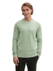 TOM TAILOR Strickpullover Basic Crewneck Knit Grün/Hellgrün