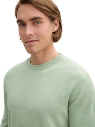 TOM TAILOR Strickpullover Basic Crewneck Knit Grün/Hellgrün