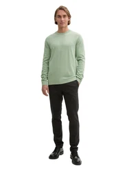 TOM TAILOR Strickpullover Basic Crewneck Knit Grün/Hellgrün