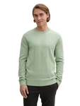 TOM TAILOR Strickpullover Basic Crewneck Knit Grün/Hellgrün