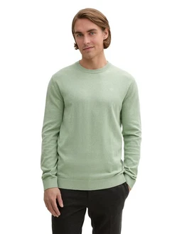 TOM TAILOR Strickpullover Basic Crewneck Knit Grün/Hellgrün