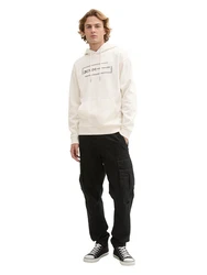 TOM TAILOR Denim Hoodie mit Logoprint Grau/Beige/Creme/Weiß
