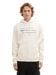 TOM TAILOR Denim Hoodie mit Logoprint Grau/Beige/Creme/Weiß