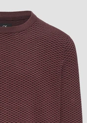 QS Strickpullover Wabenstruktur Bordeaux/Dunkelrot/Braun