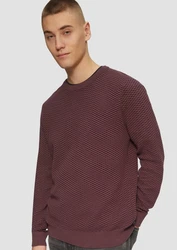 QS Strickpullover Wabenstruktur Bordeaux/Dunkelrot/Braun