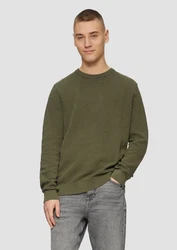 QS Strickpullover Wabenstruktur Dunkelgrün
