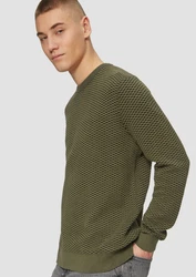 QS Strickpullover Wabenstruktur Dunkelgrün
