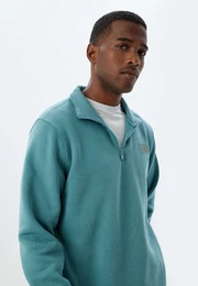 Sweatshirt Halbreiverschluss Mit Aufdruck