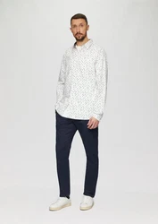 s.Oliver Langarmhemd Slim Fit Weiß/Rot/Creme/Dunkelblau