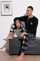 Buratti Pyjama Regular Fit (2 tlg) Schwarz/Hellblau/Rot/Grau/Dunkelgrün/Braun