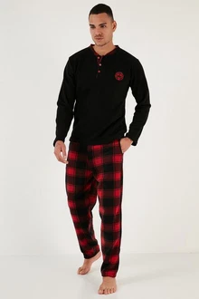 Buratti Pyjama Regular Fit (2 tlg) Dunkelrot/Rot/Schwarz