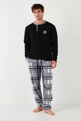 Buratti Pyjama Regular Fit (2 tlg) Schwarz/Grau/Hellblau