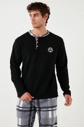 Buratti Pyjama Regular Fit (2 tlg) Schwarz/Grau/Hellblau