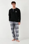 Buratti Pyjama Regular Fit (2 tlg) Schwarz/Grau/Hellblau