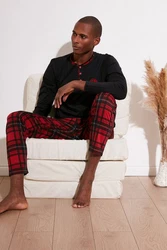 Buratti Pyjama Regular Fit (2 tlg) Rot/Dunkelrot/Schwarz